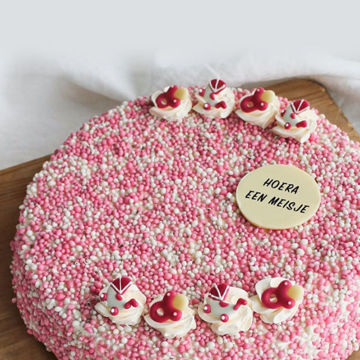 Afbeeldingen van Geboortetaart meisje - 12 personen